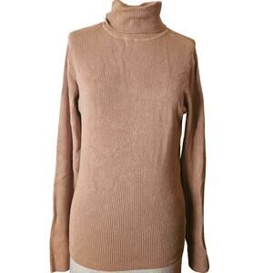 Tan Ribbed Turtleneck Sweater Size Medium